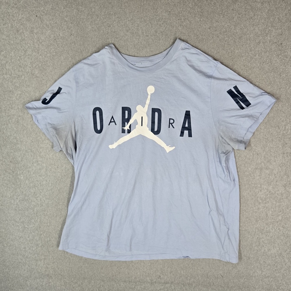 Jordan Men Shirt 3XL Light Blue Graphic Jumpman Logo Short Sleeve READ